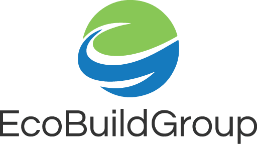 EcoBuildGroup logo featuring a green and blue circular design above the company name in black text.